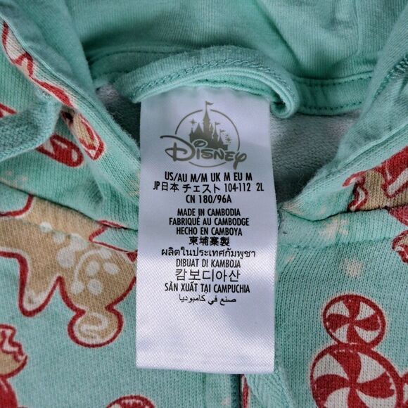 Mickey Holiday Treats One Piece Pajamas Adult M Hooded W Ears Sleepwear - Picture 3 of 6